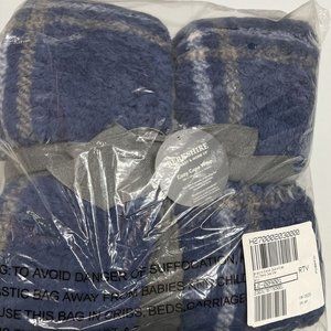 Berkshire Blanket Double-Sided Plaid Sherpa Cape Wrap-Denim